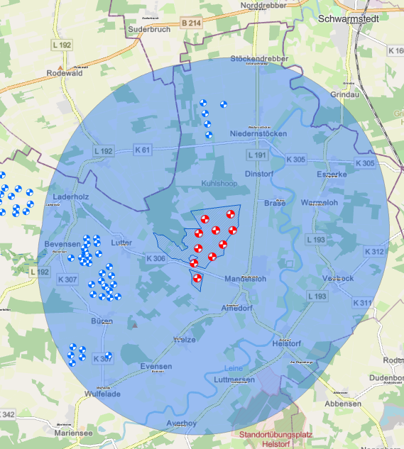 5 km Umkreis Karte - Windpark Mandelsloh II